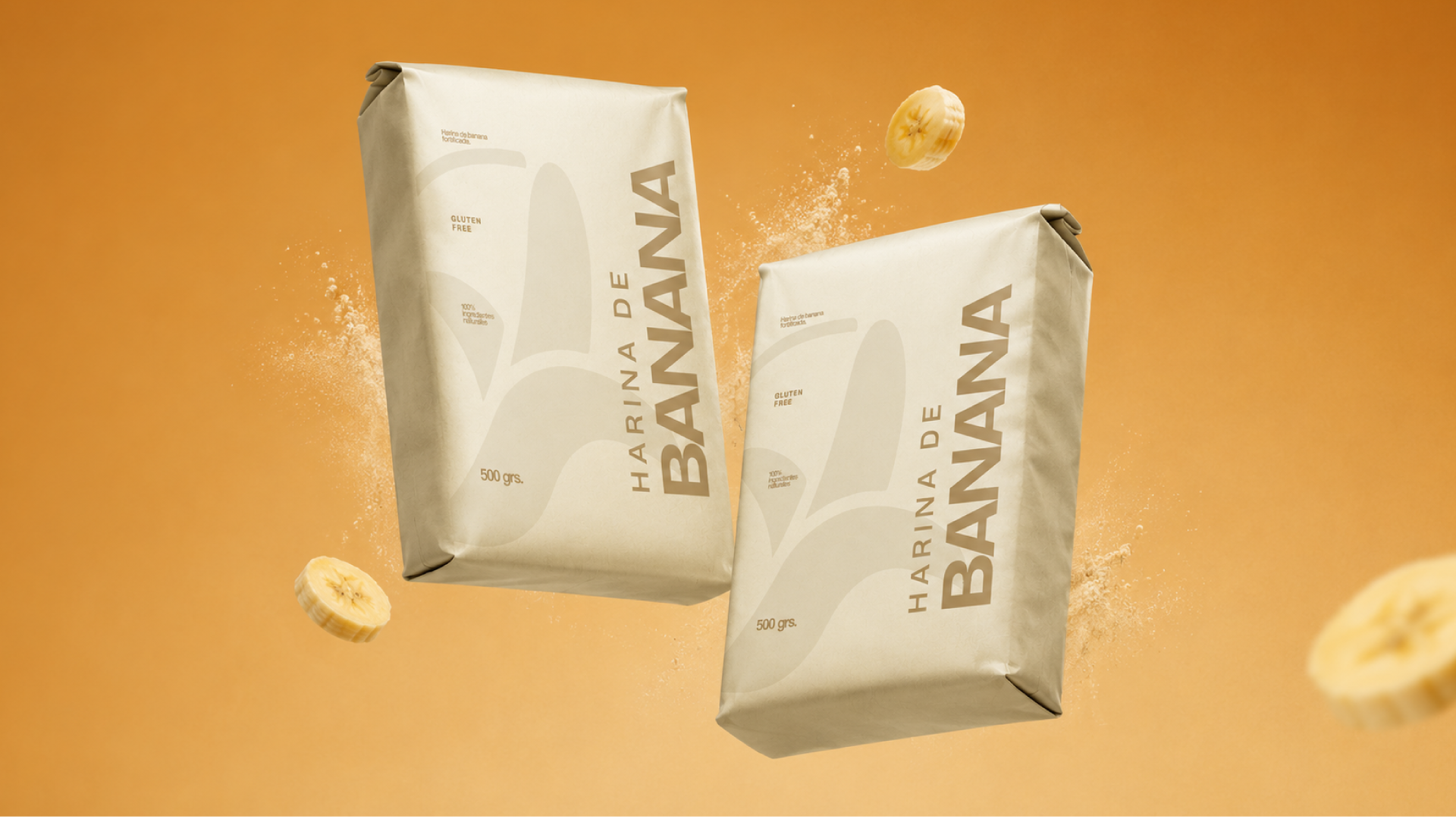 Presentación visual de paquetes de Harina de Banana